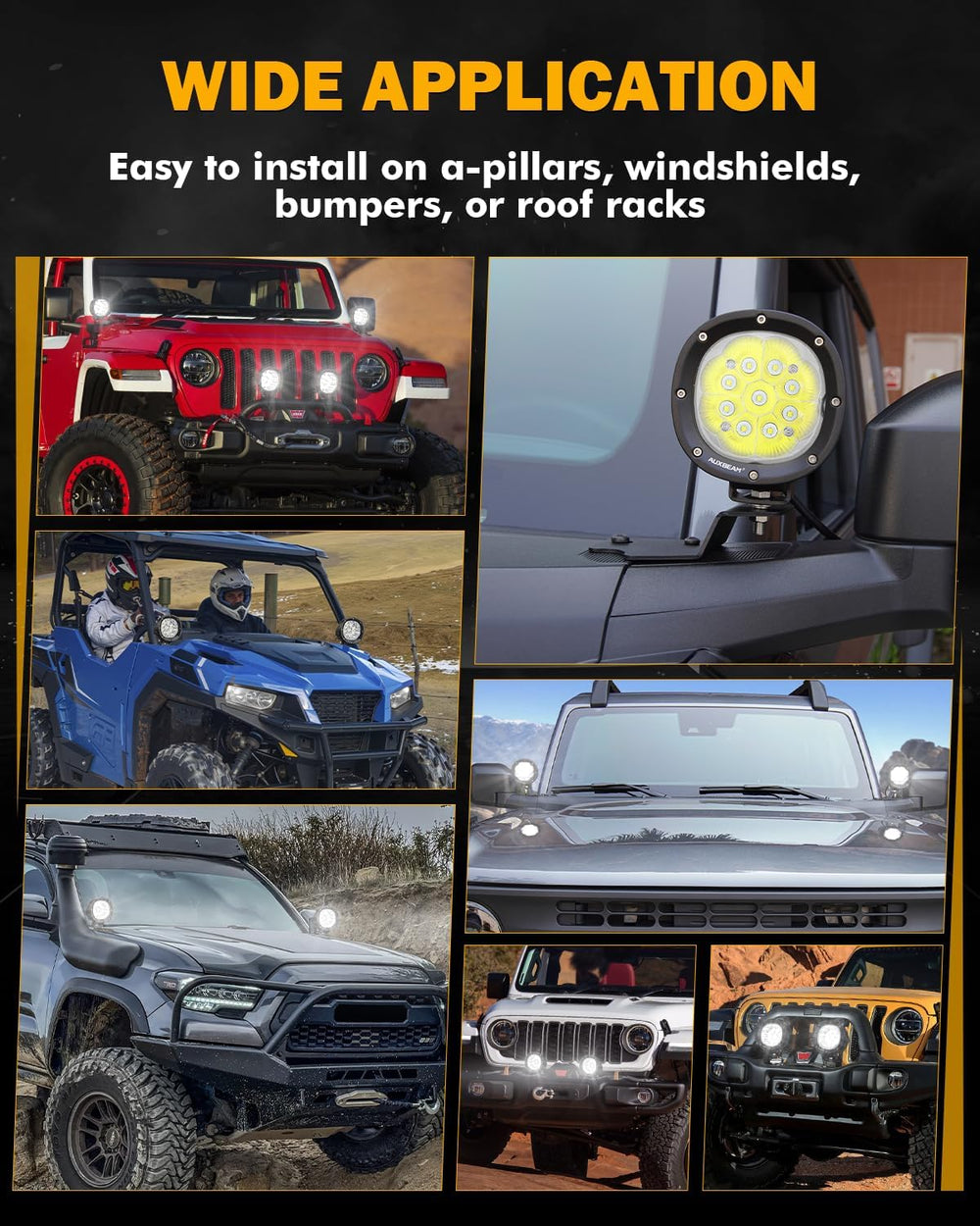 Auxbeam P4 Series 4 Inch White LED Driving Light, 90W Offroad Pod Spot Beam