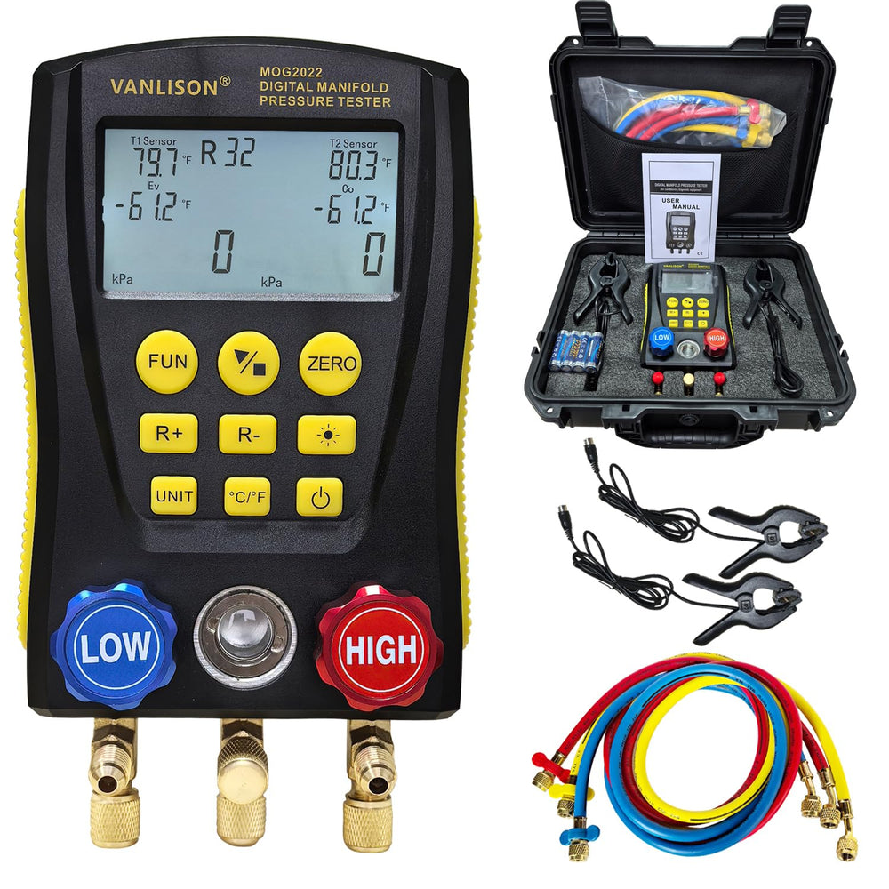 Pro-Grade Digital Manifold Gauge Set – HVAC Gauges AC Refrigerant Diagnostic ...