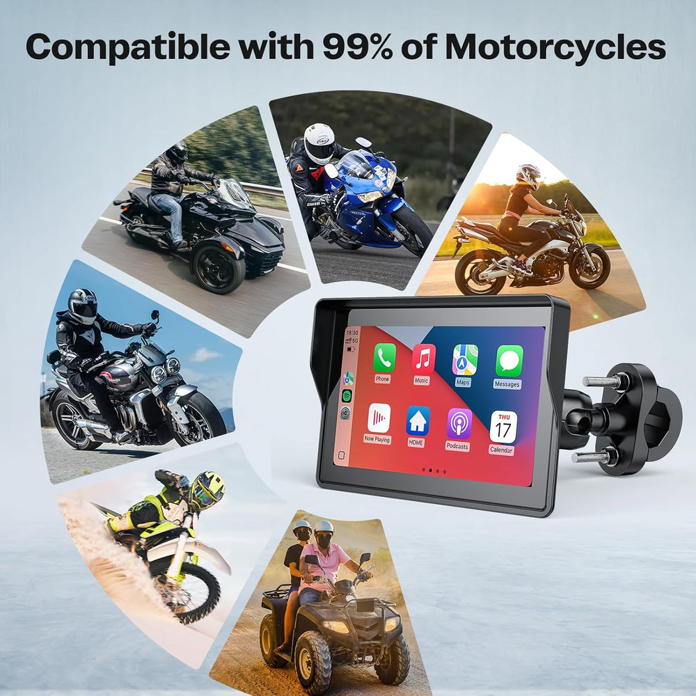 WonVon 5 Inch Motorcycle Carplay GPS Navigation System with Apple Carplay and...