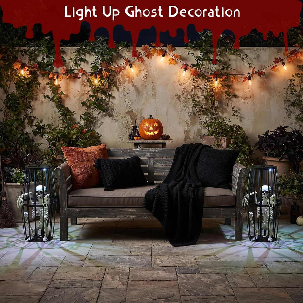 23โ Scary Solar Hanging Skeleton Ghost Halloween Decorations Outdoor
