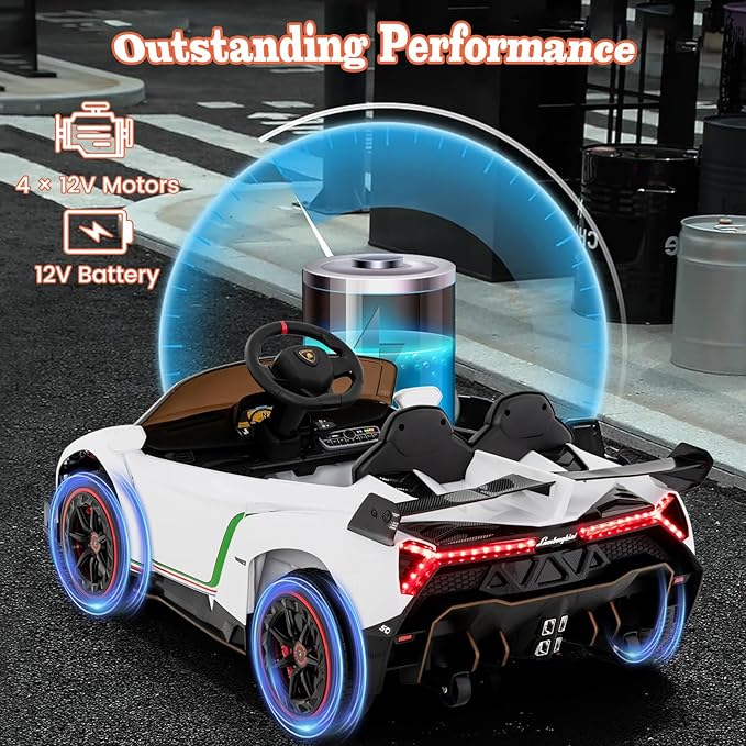 Costzon Ride on Car, Lamborghini Licensed 12V Battery Powered 4WD Sports Car