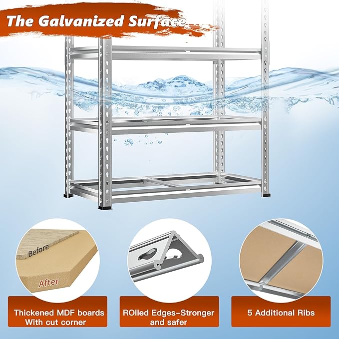 REIBII Garage Shelving, 5 Tier Storage Shelves Load 2020LBS, Adjustable Garage
