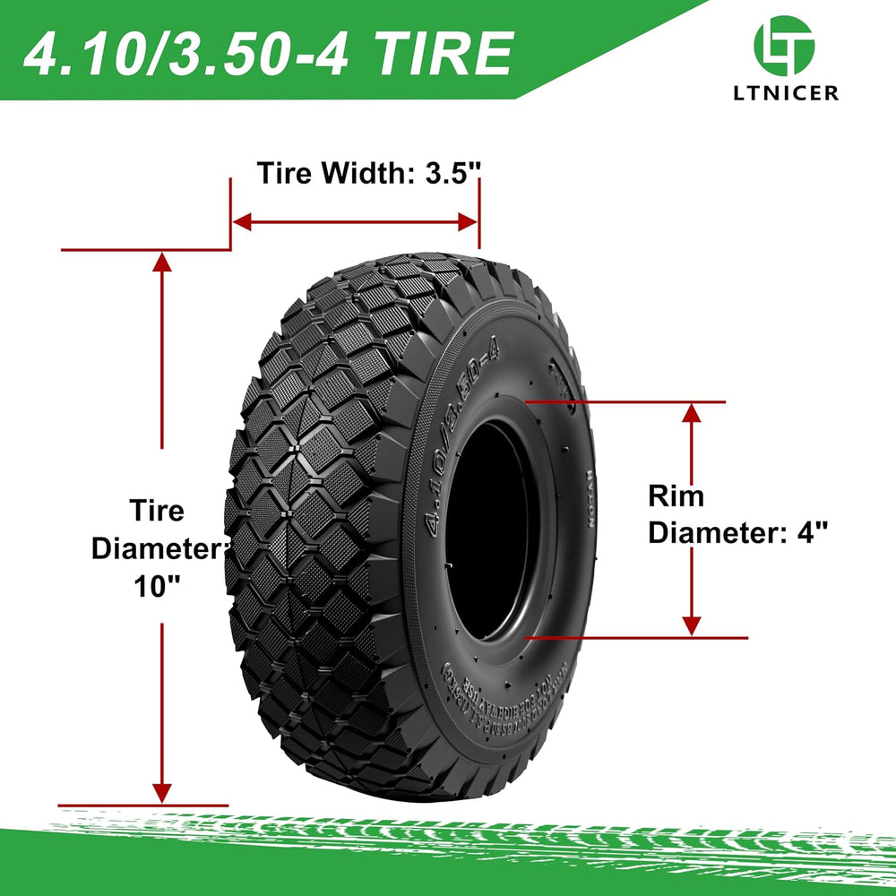 4.10/3.50-4 (4.10-4/410-4) Tire & Inner Tube with Bent Valve Stem - Unive...