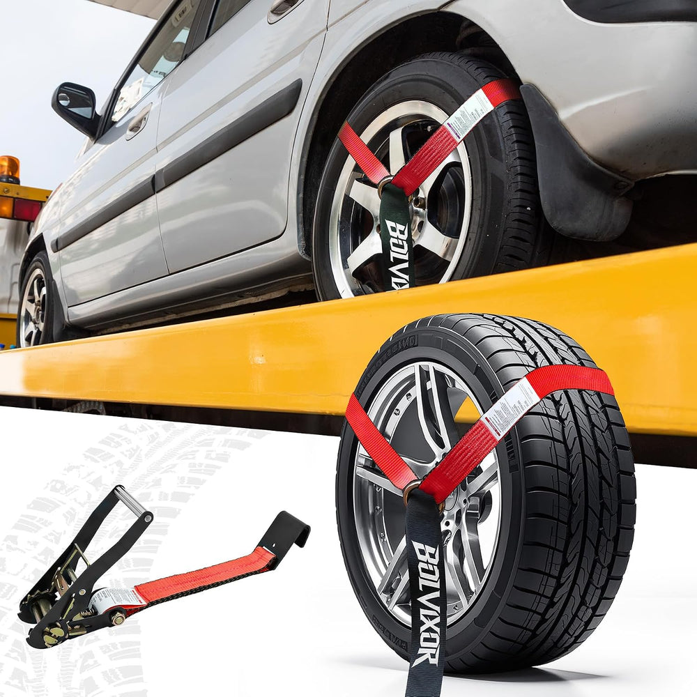 4 Pack Car Tie Down Straps for Trailers - 2" x 96" - 9900LBS Break ...
