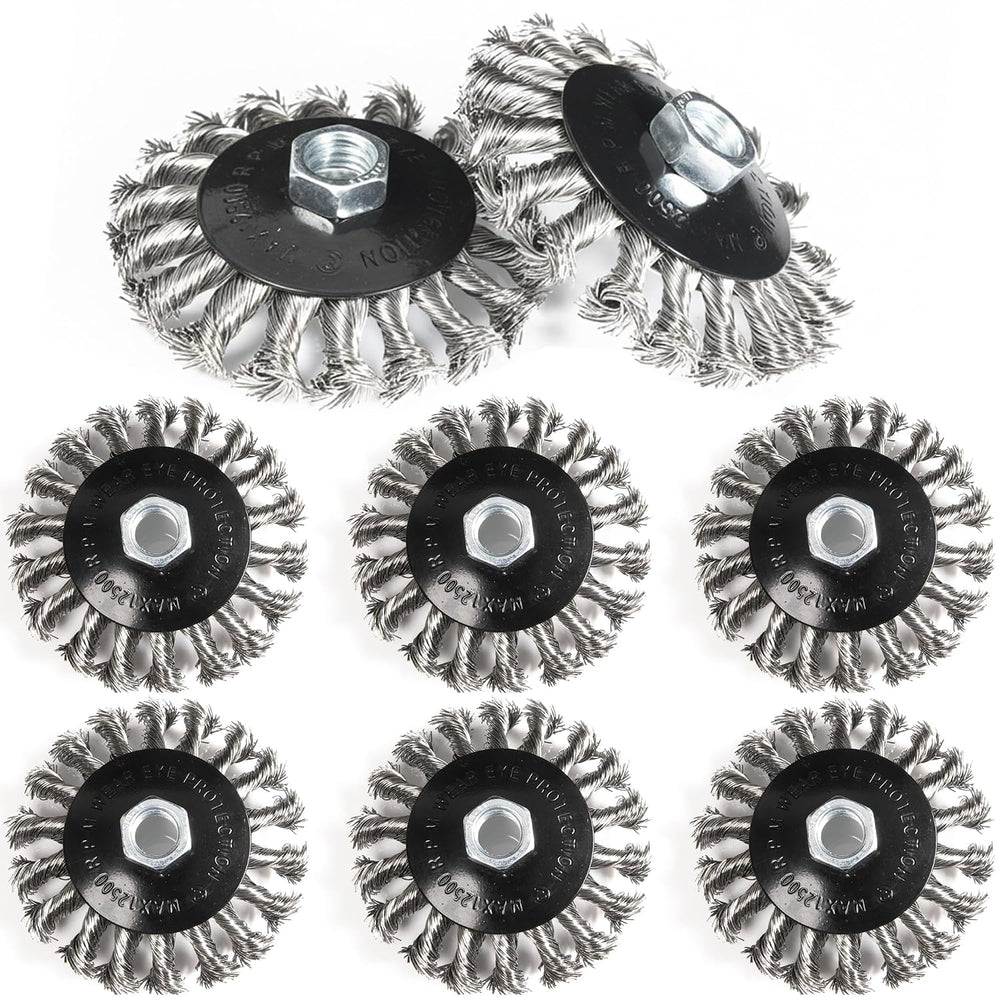 8 Pack 4 Inch Stainless Steel Wire Wheels for 4 1/2 Angle Grinder, Twist Knot...