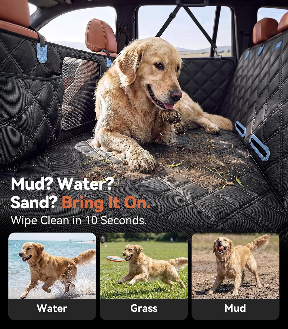 Hard Bottom Dog Car Seat Cover for Back Seat with 3-Sidewall Support Rods