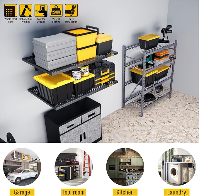 2Pack 2x3ft Adjustable Metal Garage Wall Shelving Heavy Duty Garage Storage