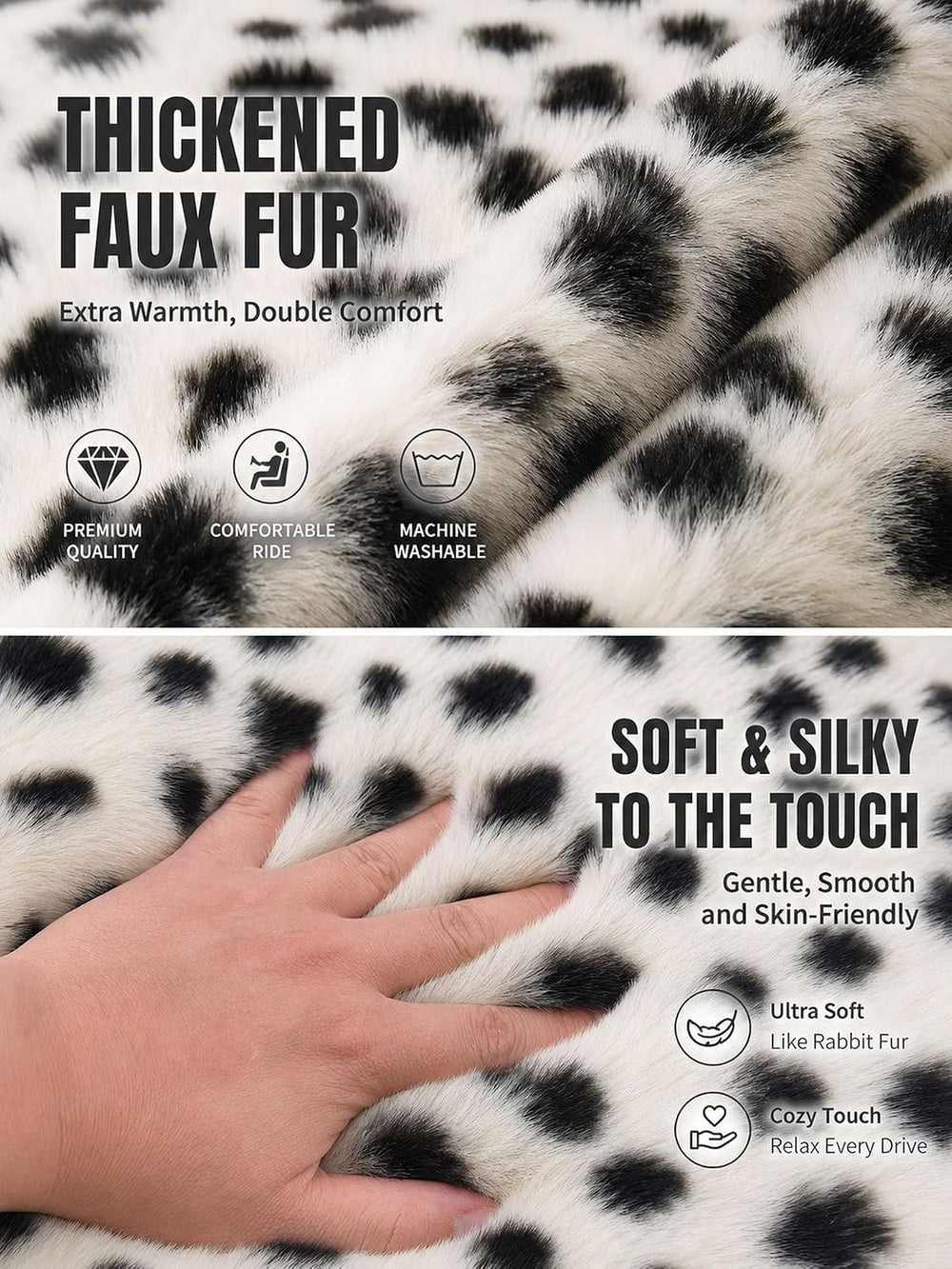 Winter Soft Warm Faux Rabbit Fur car seat Cushion,Universal fit Plush Front a...