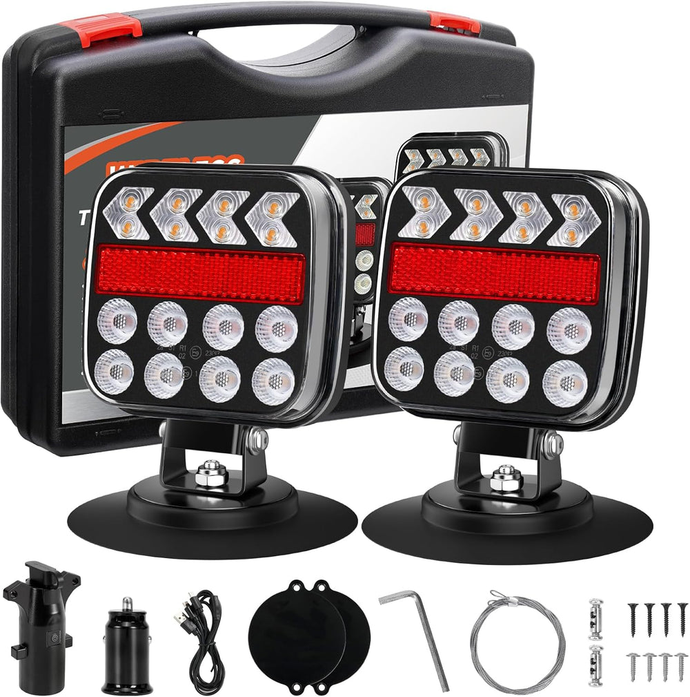 Wireless Trailer Lights, Adjustable Magnetic LED Trailer Lights with Reflecto...