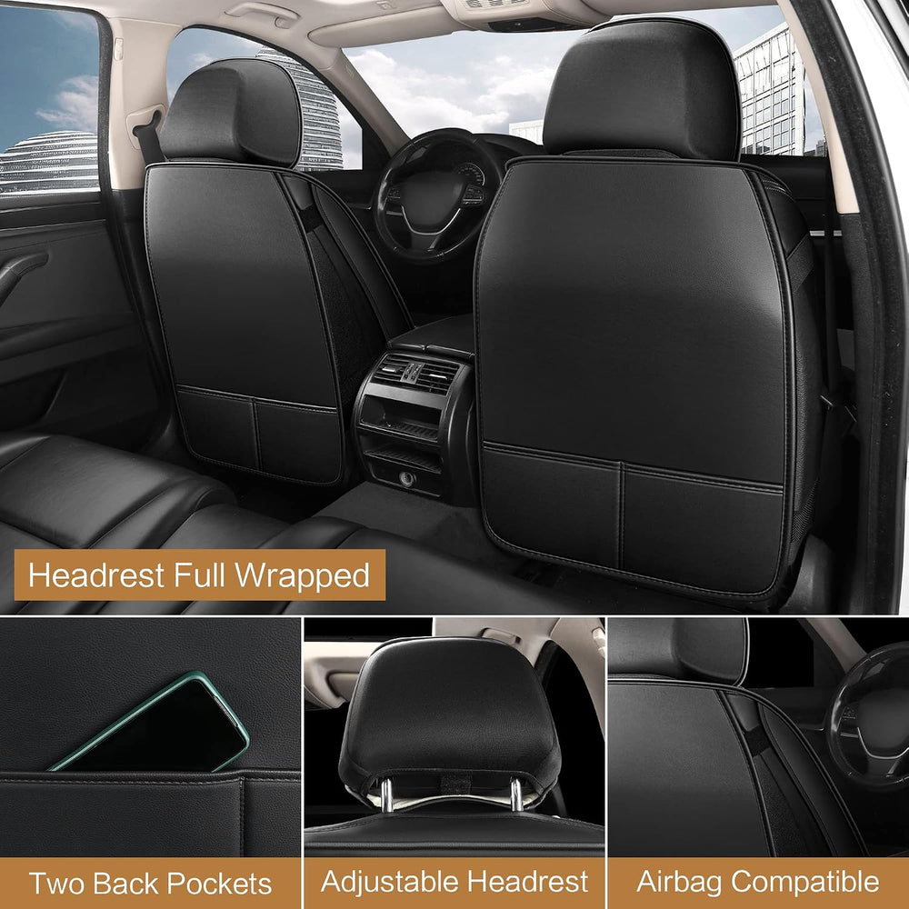 HAIYAOTIMES Leather Car Seat Covers Full Set, Waterproof Faux Leather Seat Co...