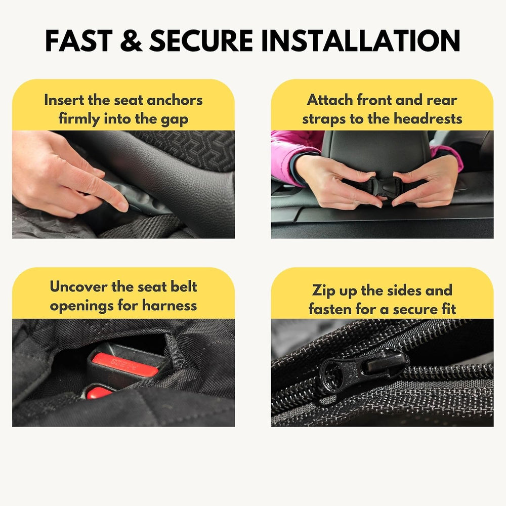 Dog Car Seat Cover for Back Seat with Hard Bottom - Backseat Extender