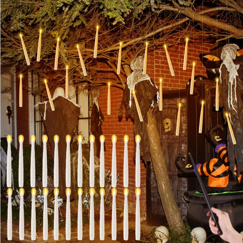 Retisee 40 Pcs Flameless Floating Candles with Wand Halloween Decorations