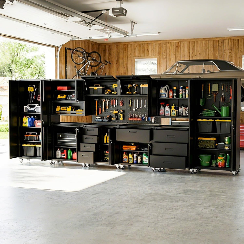 10-Piece Heavy Duty Steel Garage Cabinet System | All-in-One Modular Garage C...