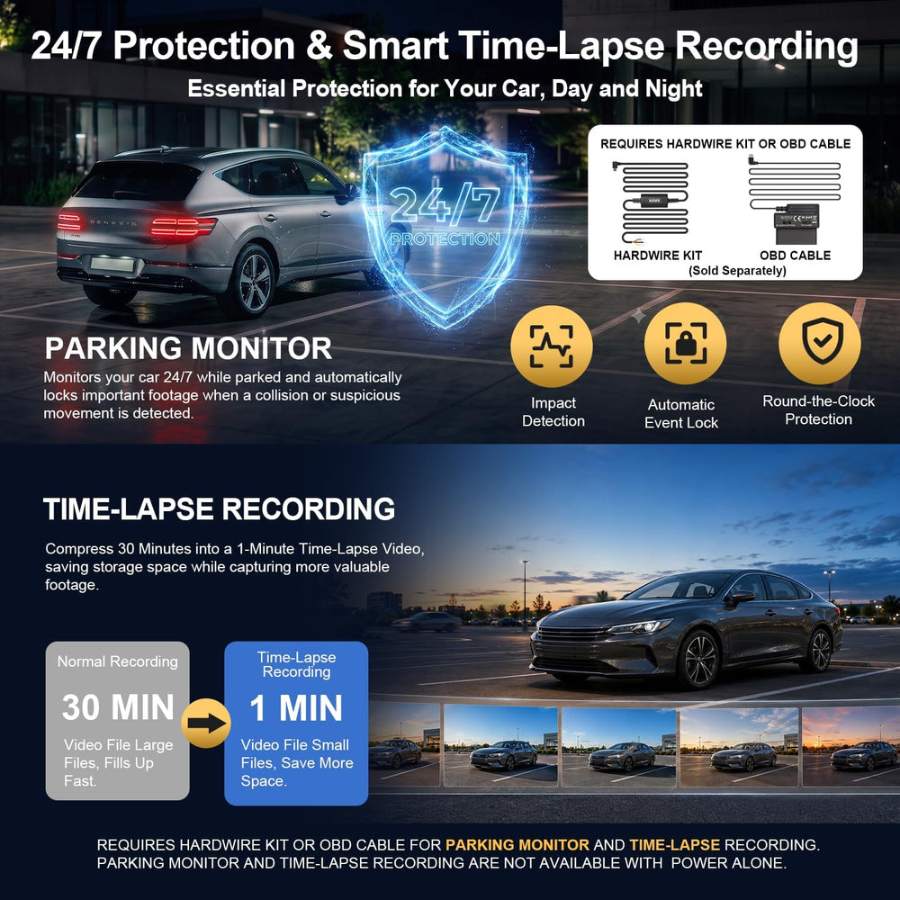 KAWA 4K Tiny Dash Cam, Voice Control & WiFi 6, Loop Mini Camera for Car