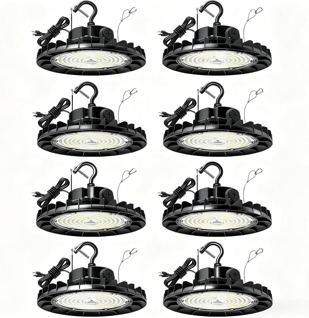 150W UFO LED High Bay Light 8-Pack Dimmable,3Watt Selectable & 5000K