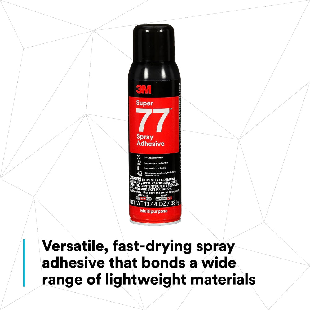 3M Super 77 Multipurpose Permanent Spray Adhesive Glue, Paper, Cardboard, Fab...