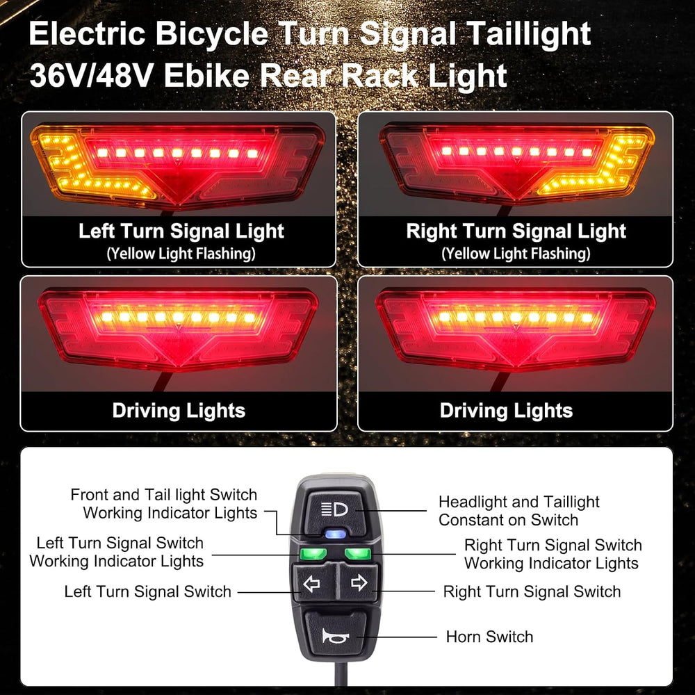 EBike Turn Signals Light Kit, Front Headlight 400 Lumens, Rear Taillight 80mm...