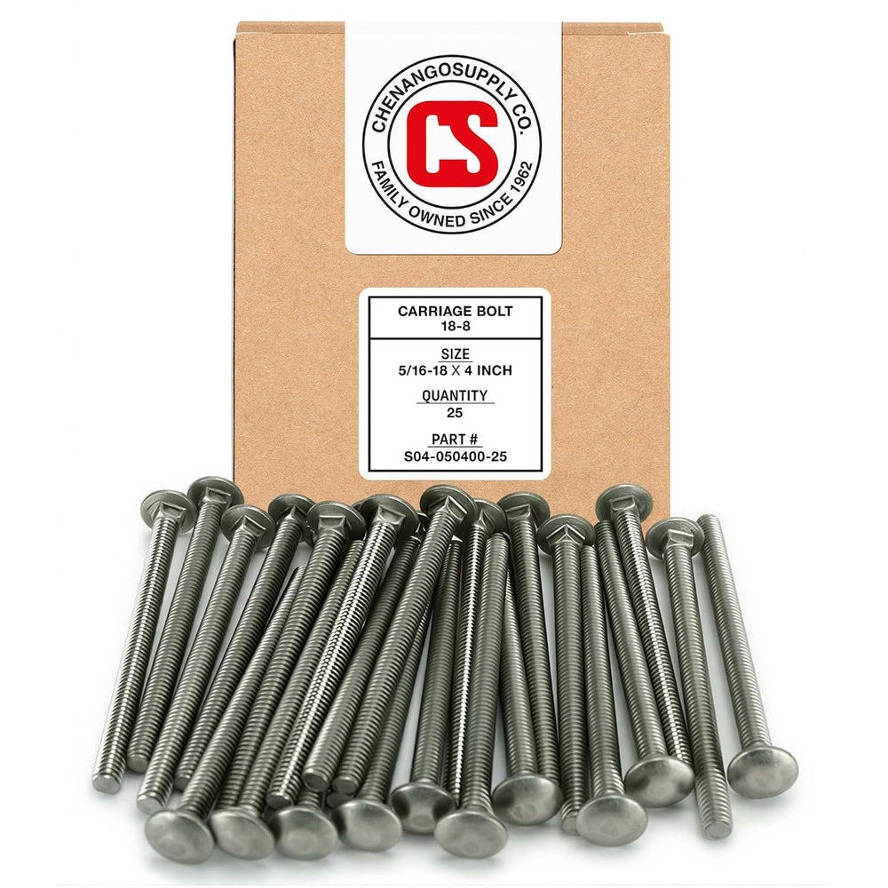 Chenango Supply 5/16-18 x 4" Stainless Carriage Bolts