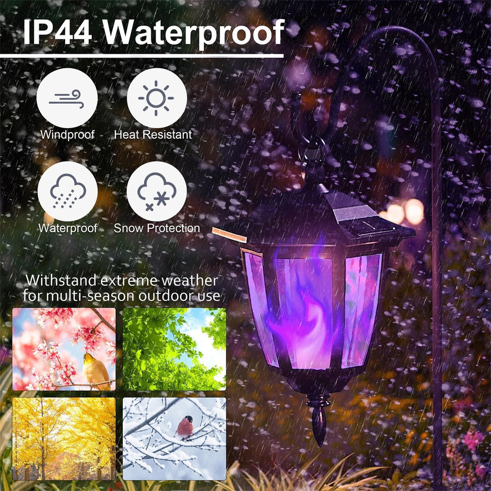 Dynaming 4 Pack Solar Halloween Flame Hanging Lights Outdoor, Flickering Flam...