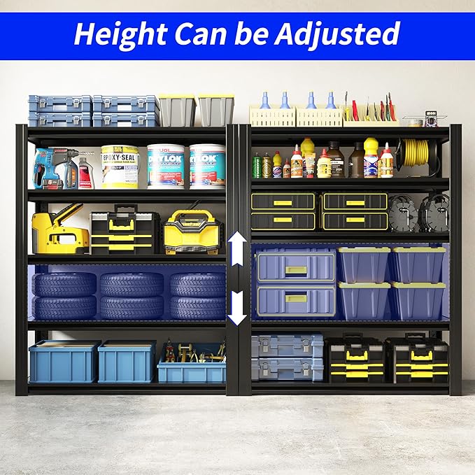 78" H Metal Storage Shelving, 3000LBS Heavy Duty Shelves Unit, Adjustable 5