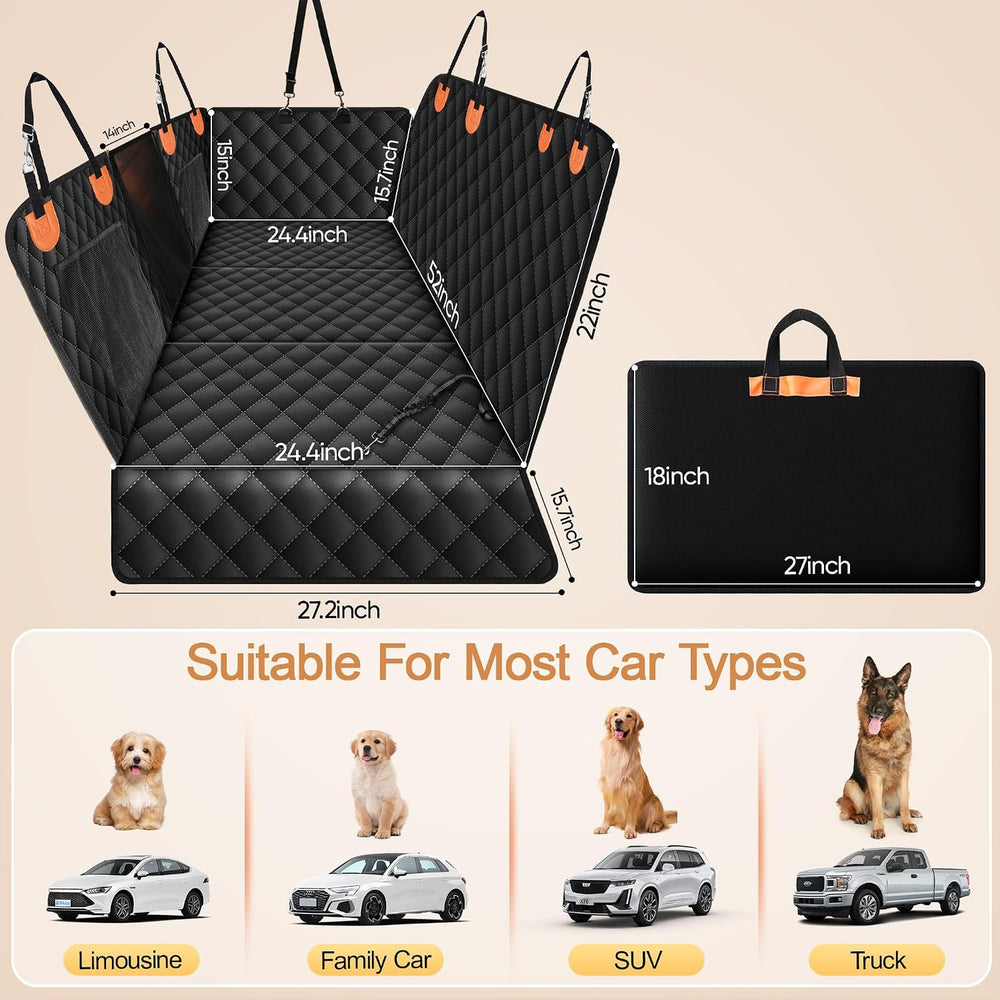 Back Seat Extender for Dogs, Holds 450 lbs, Hard Bottom Waterproof Dog Car Se...