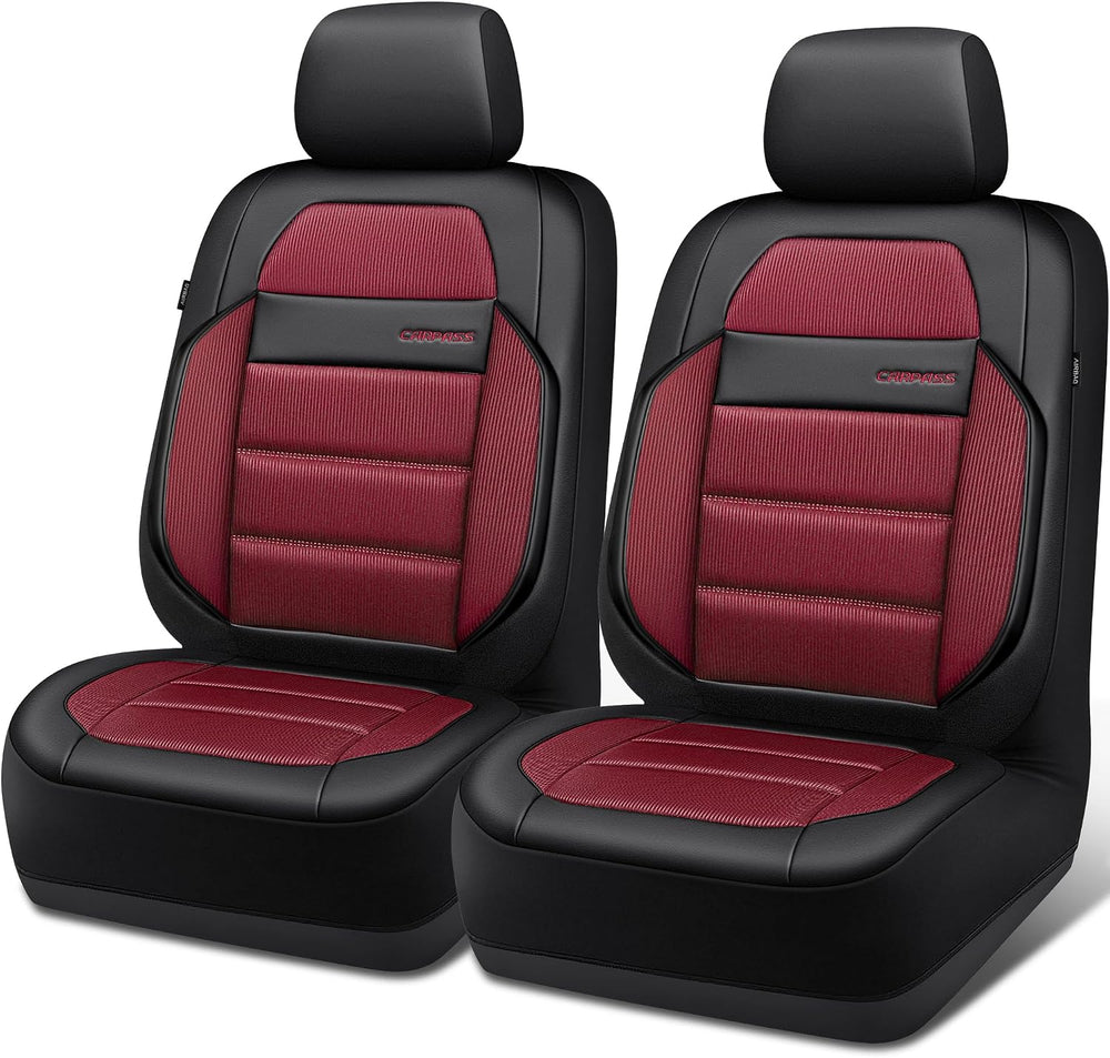 CAR PASS Memory Foam Seat Covers Front, Airy Cool Mesh Thick Car Seat Covers,...