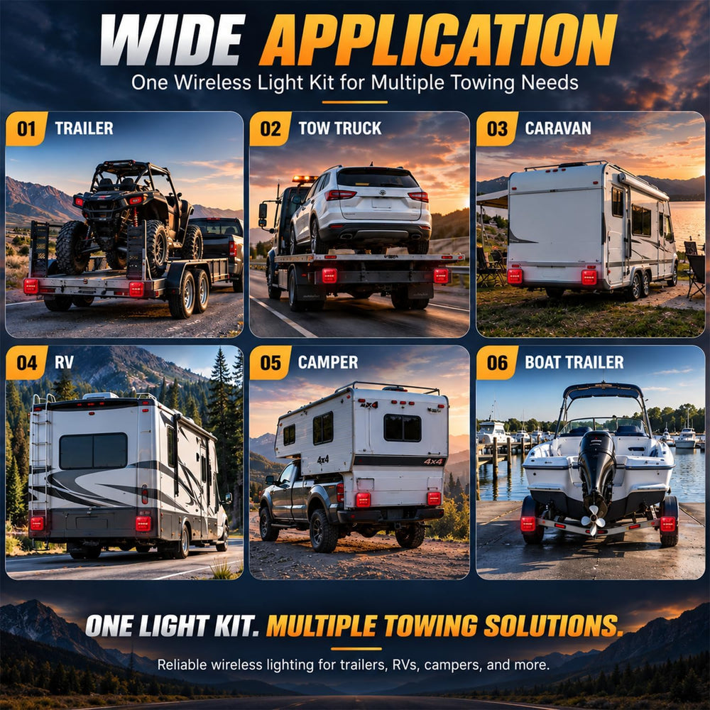 Wireless Trailer Lights Magnetic, LED Tow Light Kit