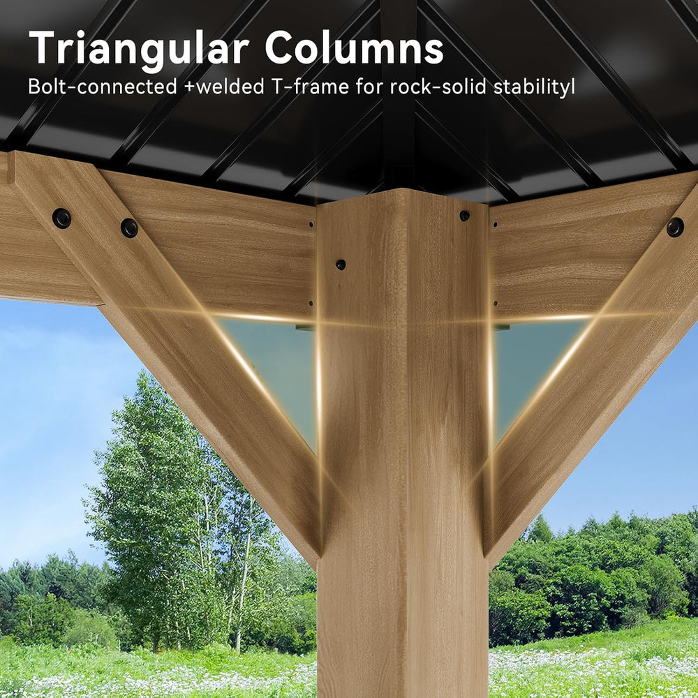 Aoxun 12x20 FT Heavy Duty Cedar Wood Carport, Double Galvanized Steel Roof
