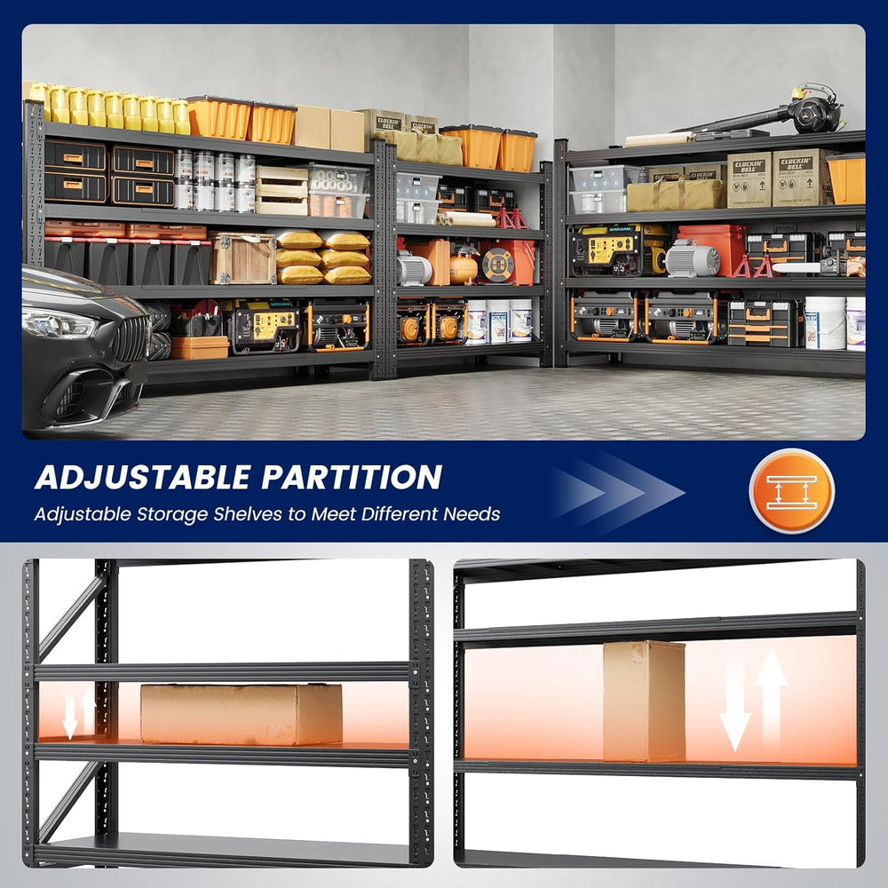 71" W Garage Shelving,5000LBS Heavy Duty Shelf,Adjustable Utility Shelvi...
