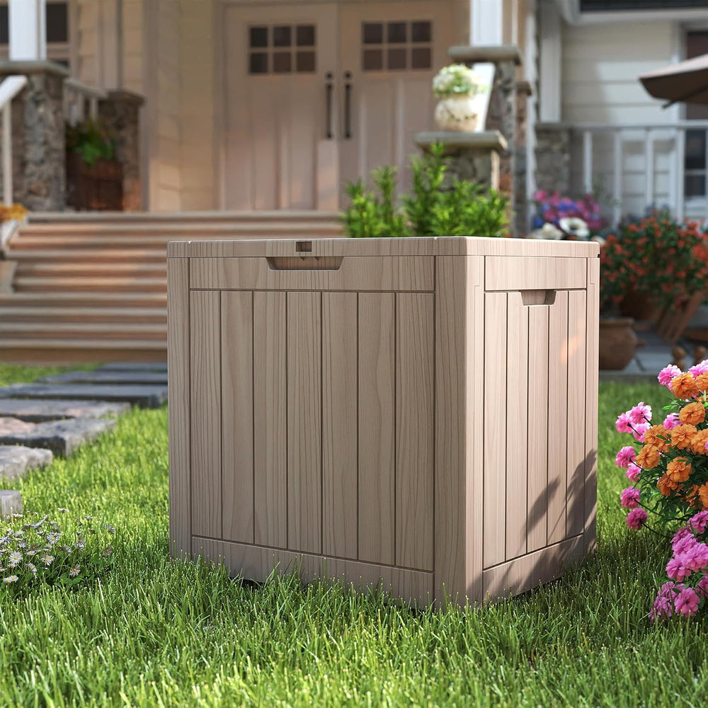 35 Gallon outdoor cushion storage deck boxes outdoor waterproof, package deli...