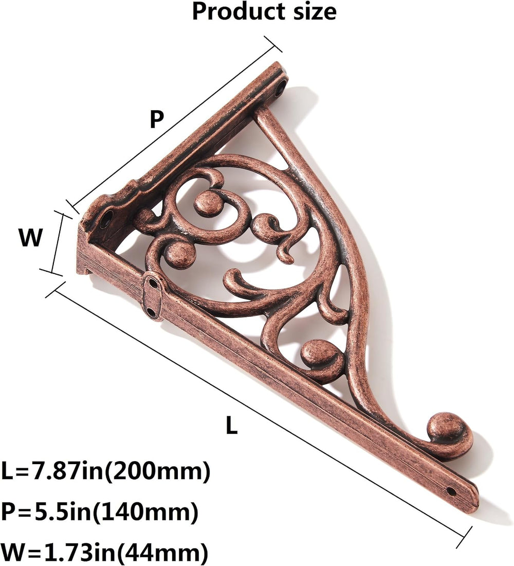 Copper Shelf Brackets 8 Inch 4PCS Heavy Duty Antique Copper Wall Bracket Baro...