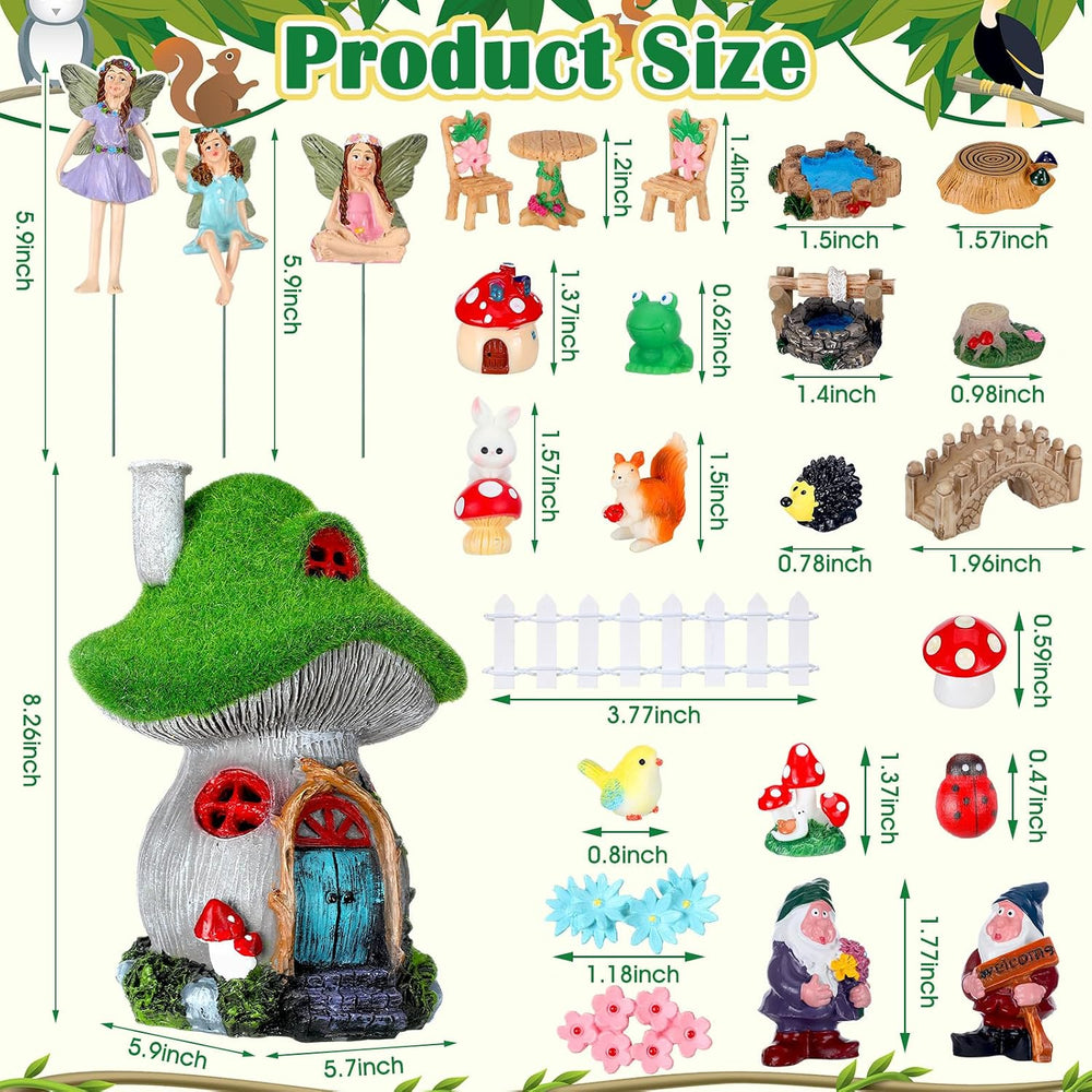 Suzile 50 Pcs Fairy Garden Accessories Kit with Miniature Figurines Outdoor