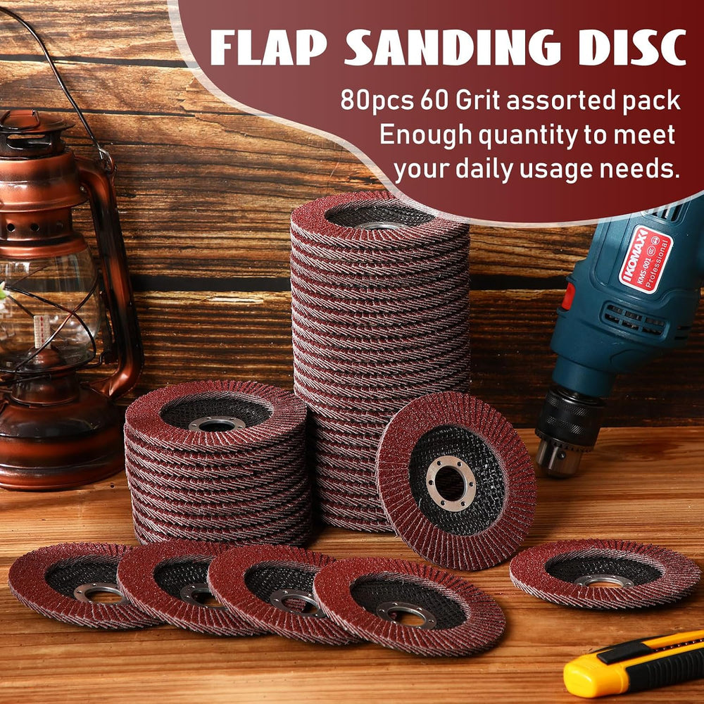 Landhoow 80 Pack Flap Discs 4 1/2 Inch for Angle Grinder 4.5 x 7/8 Inch Alumi...