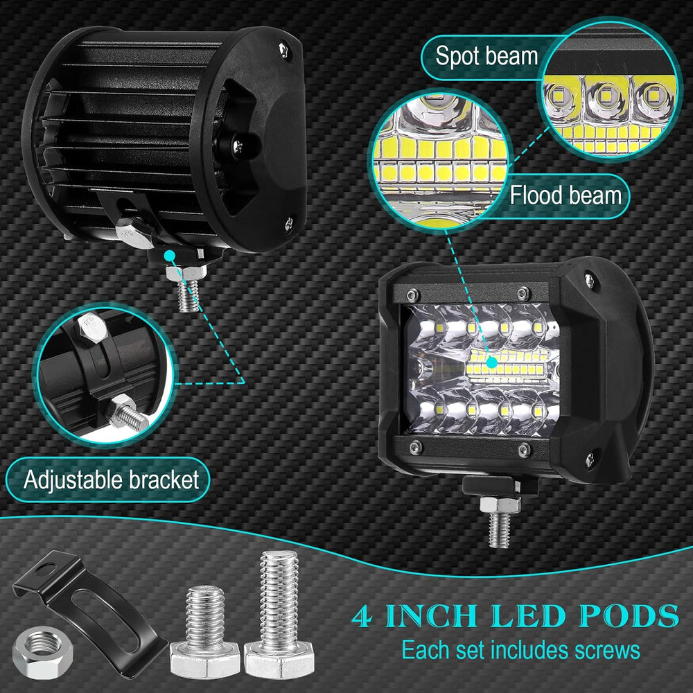 Frienda 8 Pcs 40, 20 Inch LED Light Bar Kit with 4 Inch LED Pods and 12 V Wir...