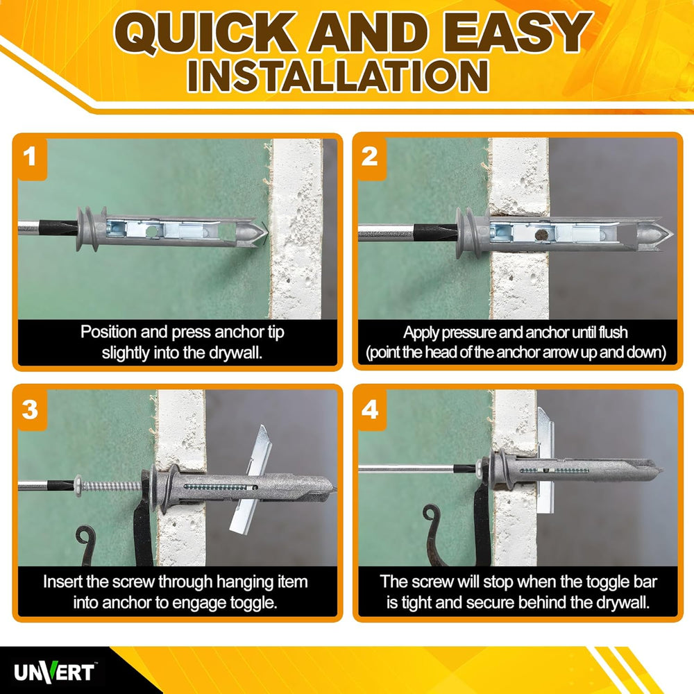Heavy Duty Drywall Anchors - Self-Drilling Drywall Anchor Toggle Kit, Heavy D...