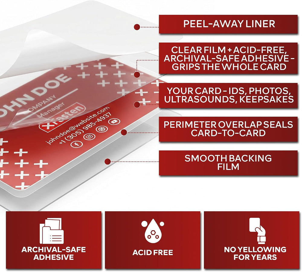 XFasten Self Seal Laminating Pouches Business Card Size 4-Inch x 3-Inch 100-P...