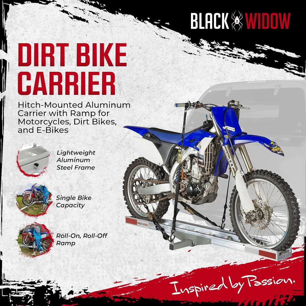 Black Widow Aluminum Dirt Bike Hitch Carrier with Ramp for Truck & SUV, 4...
