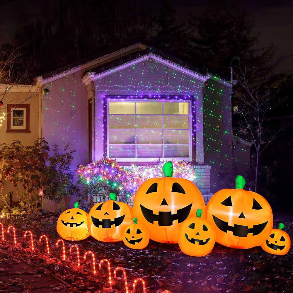 Skylety 7 Pcs 8 ft Halloween Inflatable Pumpkin Outdoor Decorations