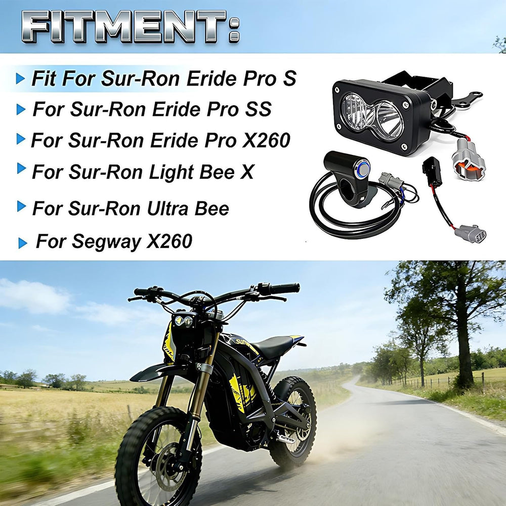 Headlight Kit 6000-6500K Crystal White LED Light Bar with Switch for Sur-Ron ...