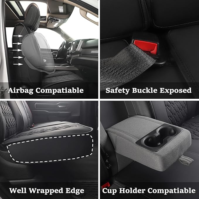 JOJOBAY Car Seat Covers for Dodge Ram Full Set, Fit Ram 2009-2023 (5 PCS)