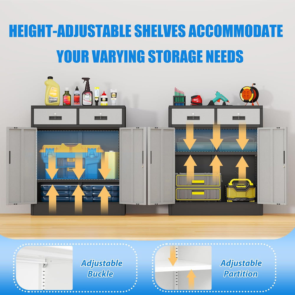 BESFUR Metal Storage Cabinet with Doors and Shelves, 36" H Locking Stora...
