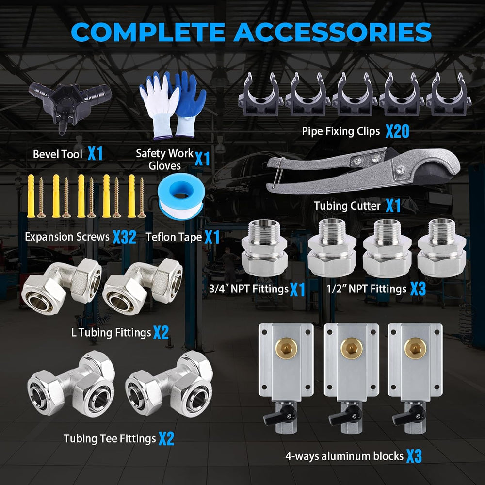 Shop Air Line Kit 3/4"ร100&200&300ft HDPE-Aluminum Tubing
