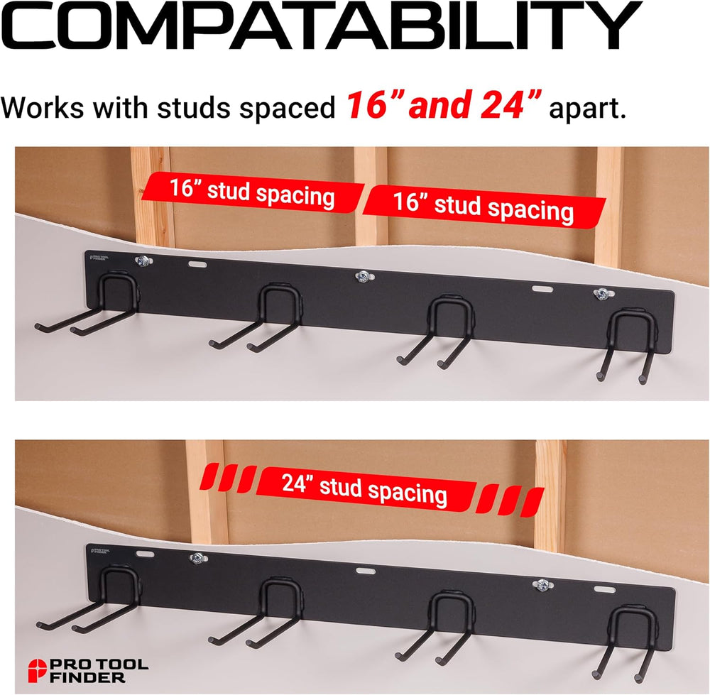 Garage Tool Organizer Wall Mount โ Heavy Gauge Steel Rack with Welded Hooks, ...