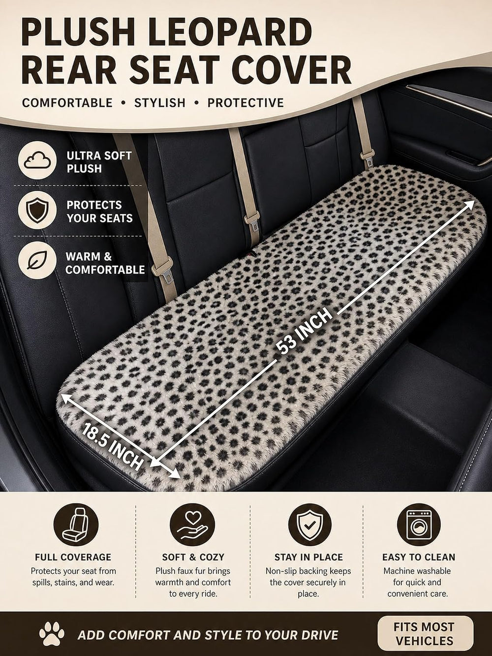 Winter Soft Warm Faux Rabbit Fur car seat Cushion,Universal fit Plush Front a...