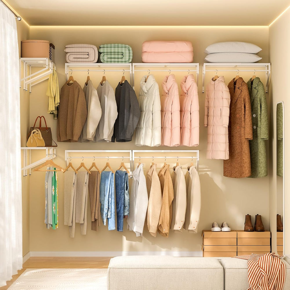 ThreeHio Expandable Closet Shelves Wall Mounted, 3 Pack Closet Shelving with ...