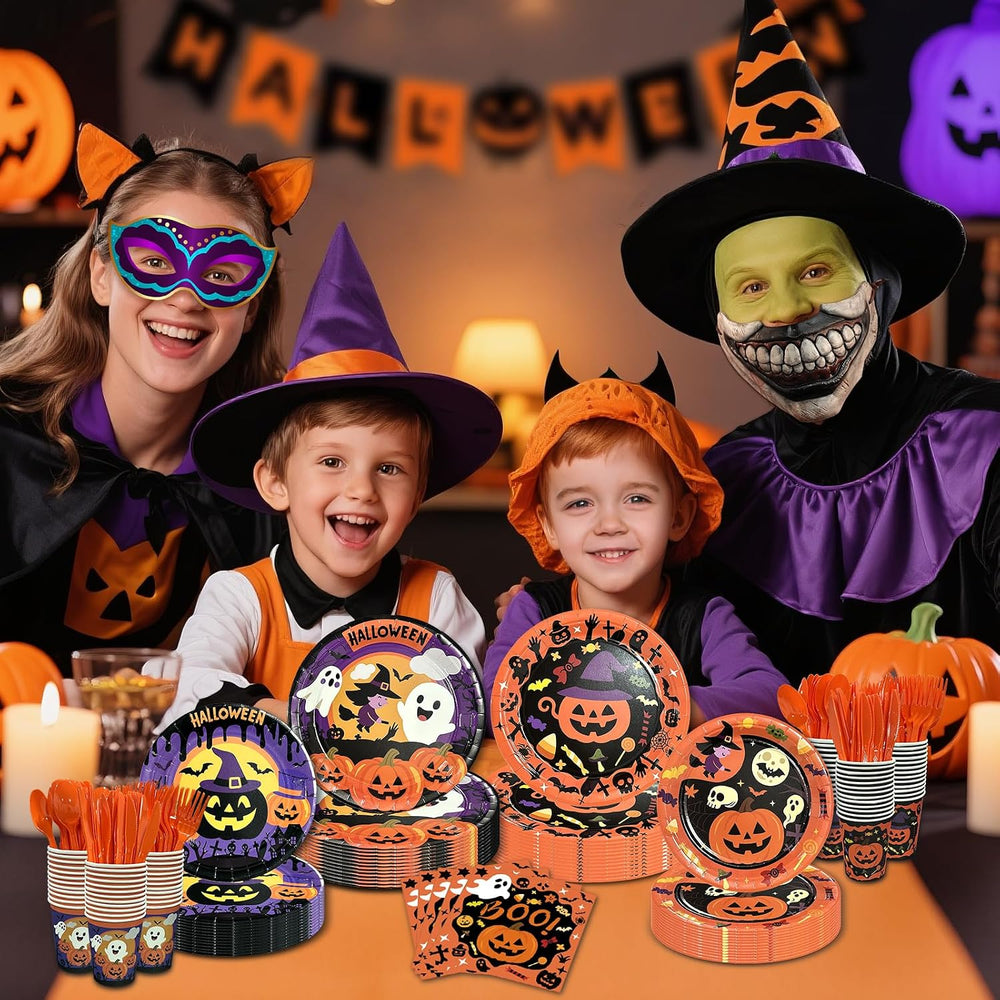 UJoyant 350 PCS Halloween Plates and Napkins Sets, Halloween Party Supplies I...