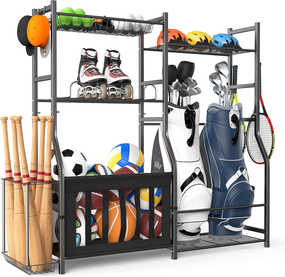 TORACK Golf Bags Stand with Ball Storage, Large Capacity Garage Sports Equipm...