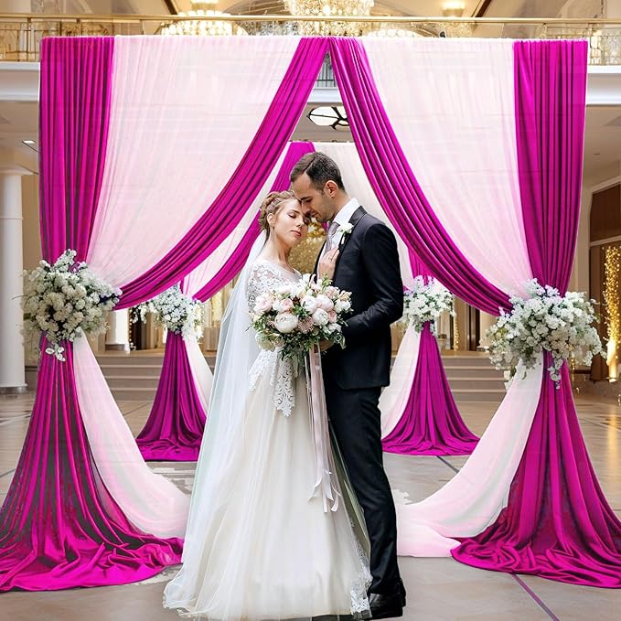 10 x 10 Feet Rose Red Backdrop Curtain for Partie, Background Curtains for Ph...