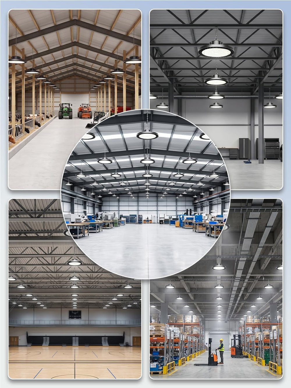 350W UFO LED High Bay Light, 52500LM 5000K Commercial Bay Lighting