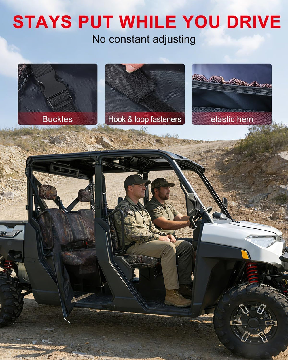 UTV Seat Covers Compatible with Polaris Ranger Crew 1000 Premium 2020โ2025 an...